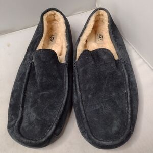 UGG Ascot Shearling Lined Slipper Moccasin Mens Size 14 Navy Blue Suede ZZ
